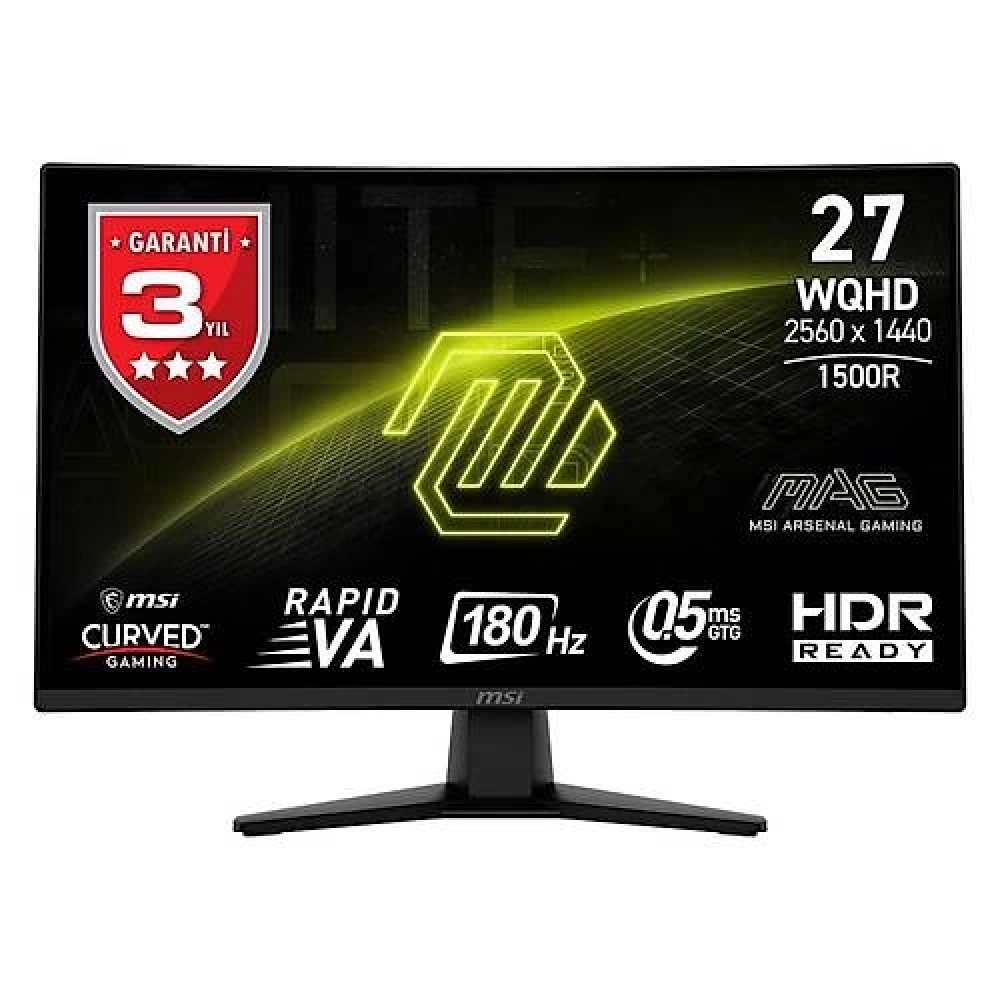 MSI 27 MAG 274CQF 2560x1440 (WQHD) CURVE 1500R RAPID VA 180HZ 0.5MS (GTG) ADAPTIVE-SYNC SIYAH GAMING MONITOR