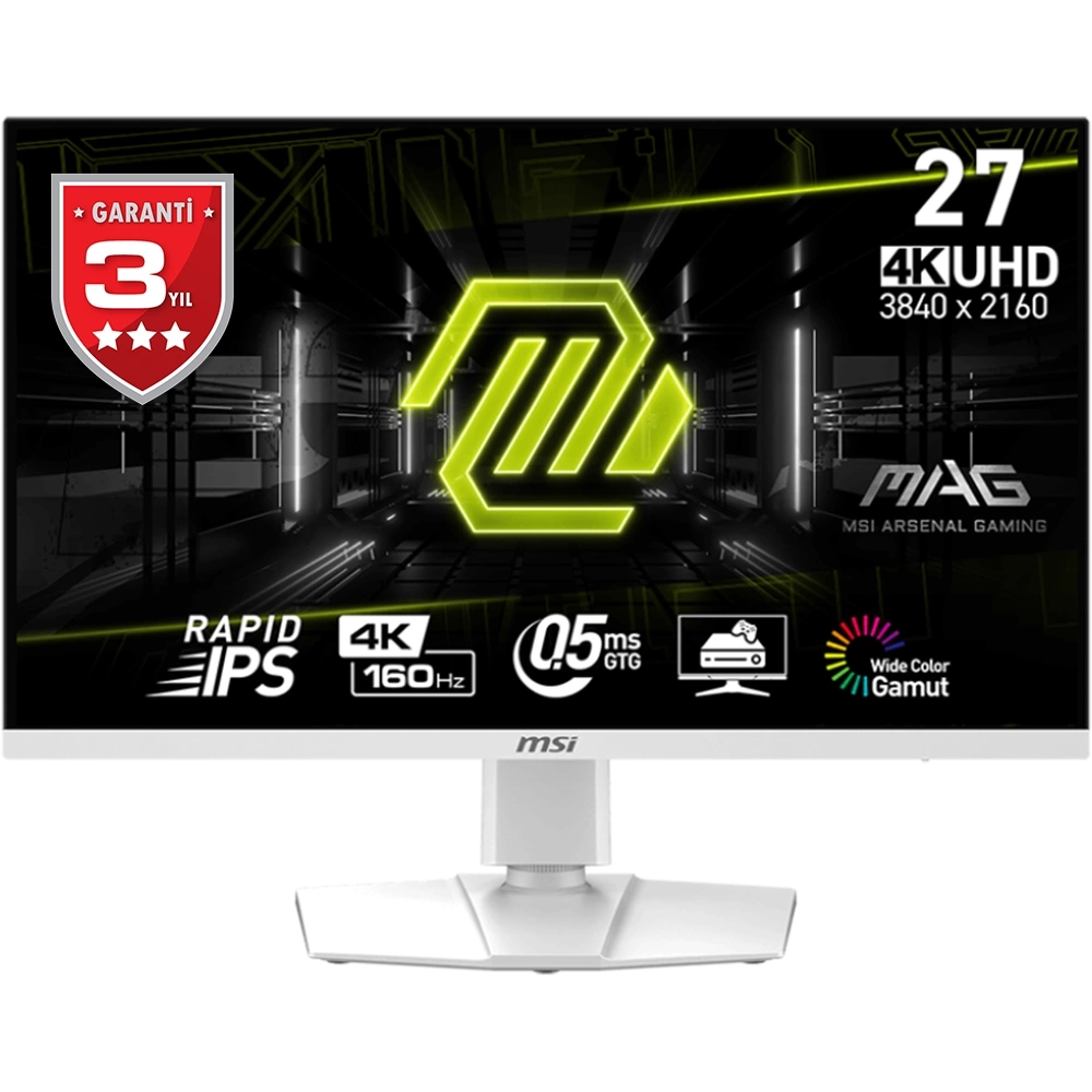 MSI 27 MAG 274URFW FLAT RAPID IPS 3840x2160 (UHD) 16:9 160HZ 0.5MS G-SYNC COMPATIBLE PIVOT GAMING MONITOR