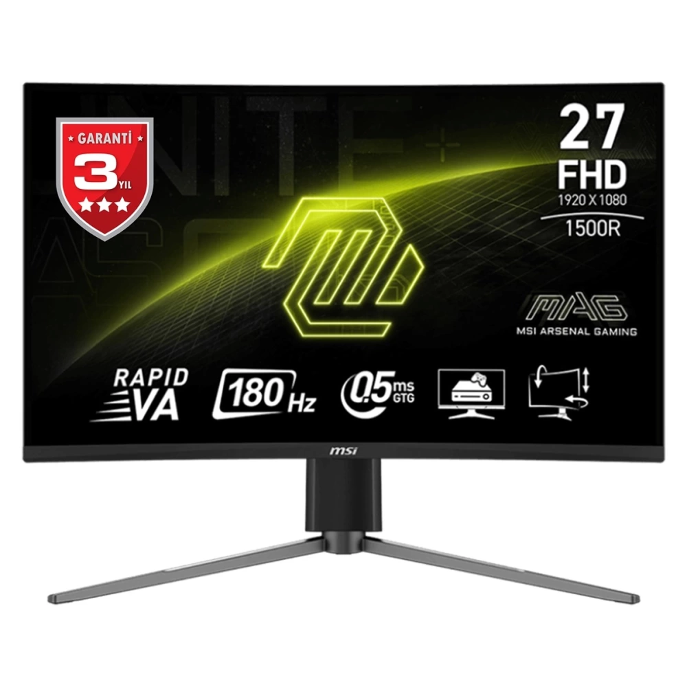 MSI 27 MAG 27C6PF 1920x1080 (FHD) 16:9 CURVE 1500R RAPID VA 180HZ 0.5MS (GTG) ADAPTIVE-SYNC GAMING MONITOR