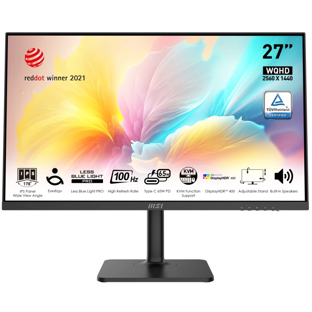 MSI 27 MODERN MD272QXP 2560x1440 (WQHD) 16:9 FLAT IPS 100HZ 1MS ADAPTIVE-SYNC PIVOT TYPE-C MONITOR