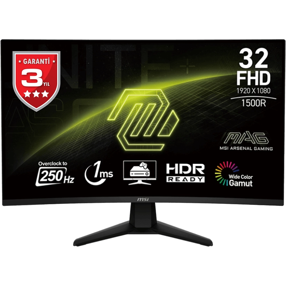 MSI 31.5 MAG 32C6X 1920x1080 (FHD) 16:9 CURVE 1500R VA 250HZ 1MS ADAPTIVE-SYNC GAMING MONITOR