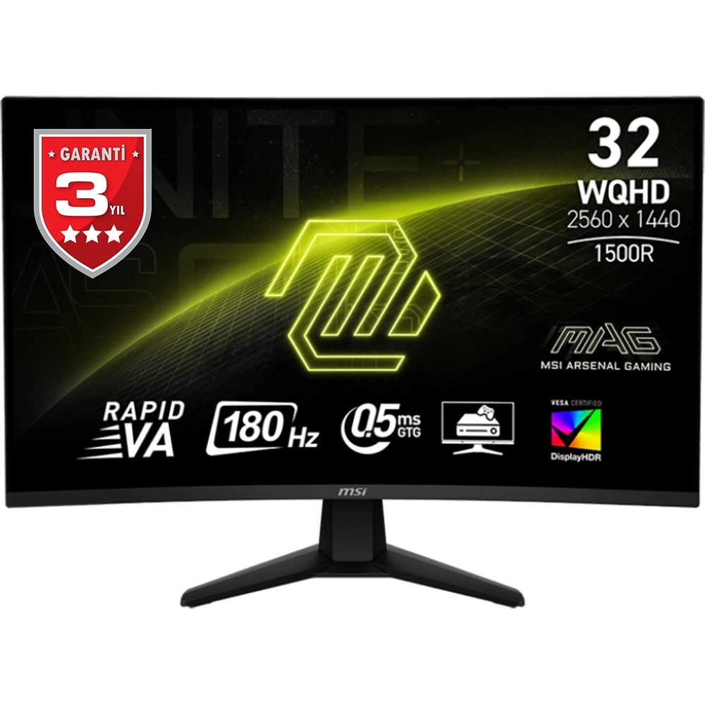 MSI 31.5 MAG 32CQ6F 2560x1440 (WQHD) 16:9 CURVE 1500R RAPID VA 180HZ 1MS ADAPTIVE-SYNC GAMING MONITOR
