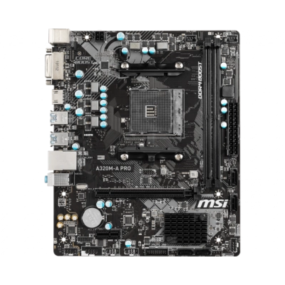 MSI A320M-A PRO AM4 DDR4 3200(OC) DVI HDMI USB3.2 MATX