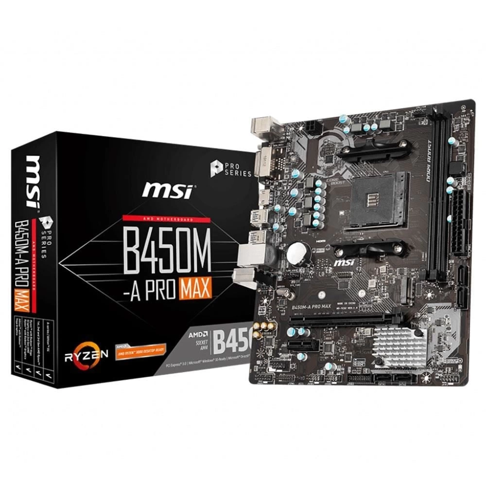 MSI B450M-A PRO MAX AM4 DDR4 3466(OC) DVI HDMI M.2 USB3.2 MATX