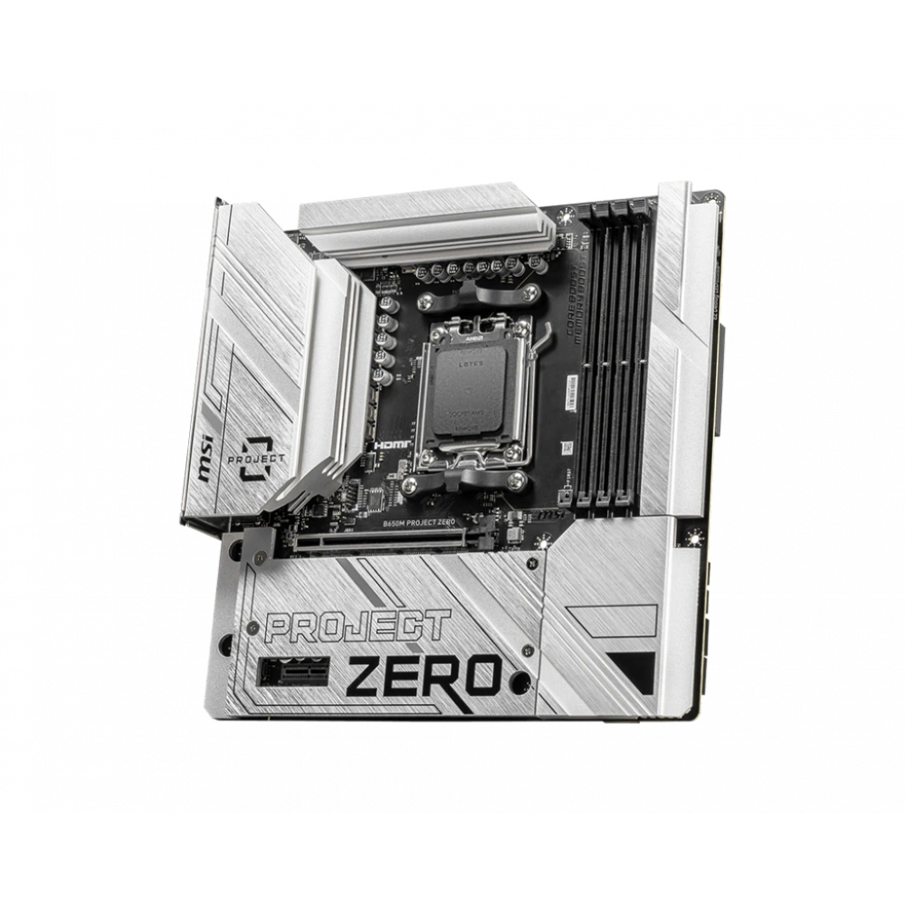 MSI B650M PROJECT ZERO AM5 DDR5 7600MHZ(OC) HDMI DP M.2 USB3.2 2.5G LAN WI-FI 6E mATX