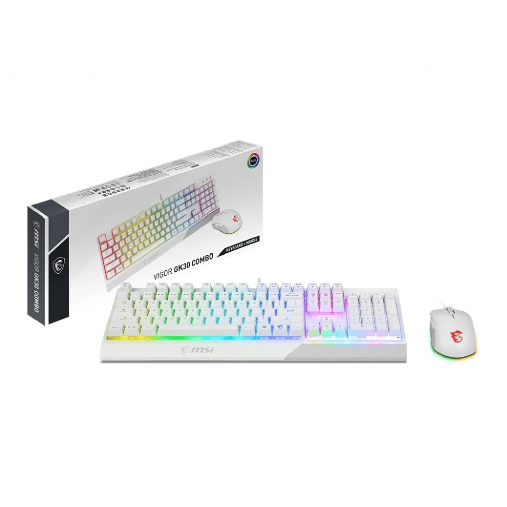 MSI GG VIGOR GK30 COMBO WHITE TR GK30 OYUNCU KLAVYESI BEYAZ VE CLUTCH GM11 OYUNCU FARESI BEYAZ
