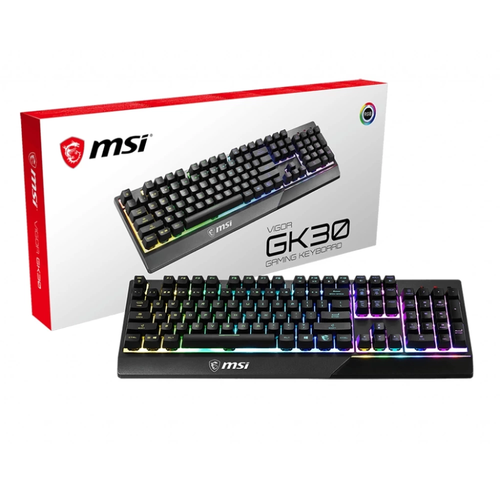 Msı Gg Vıgor Gk30 Tr Gamıng Keyboard Mekanık Hıslı 6 Bolge Rgb Led Aydınlatma Sıvı Dokulmesıne Dayanıklı Oyuncu Klavyesı Turkce Q