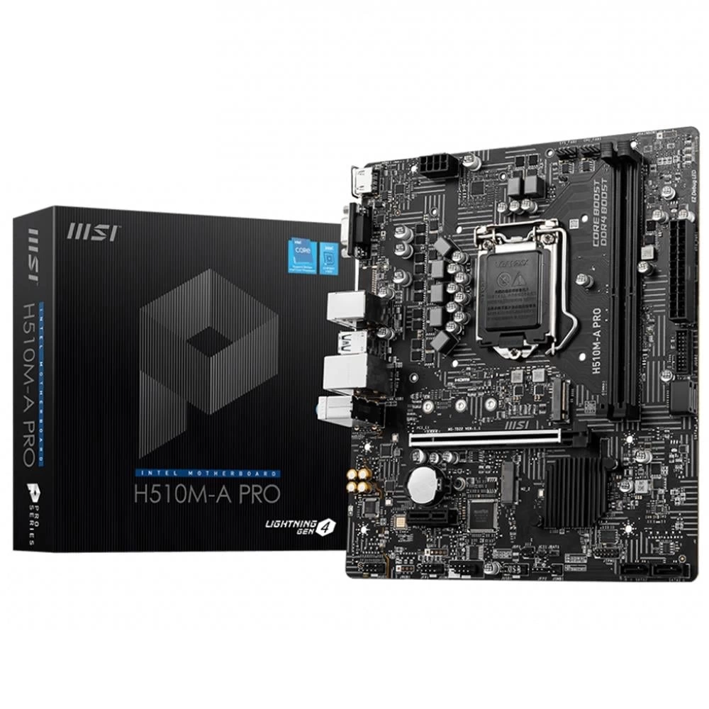 MSI H510M-A PRO SOKET 1200 DDR4 3200 PCI-E GEN 4 M.2 USB3.2 1X 1G LAN MATX