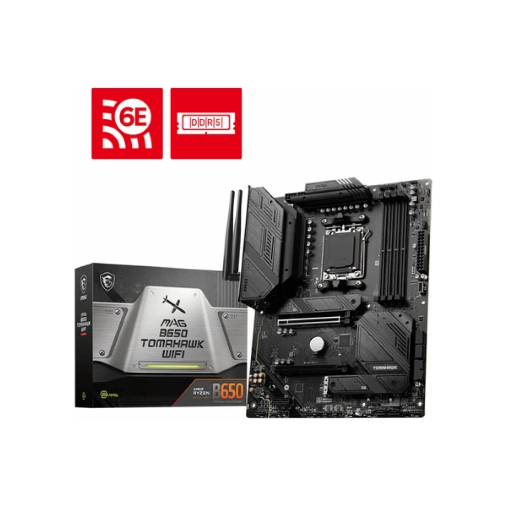 MSI MAG B650 TOMAHAWK WIFI AM5 DDR5 6600MHZ(OC) HDMI DP M.2 USB3.2 2.5G LAN WIFI 6E ATX
