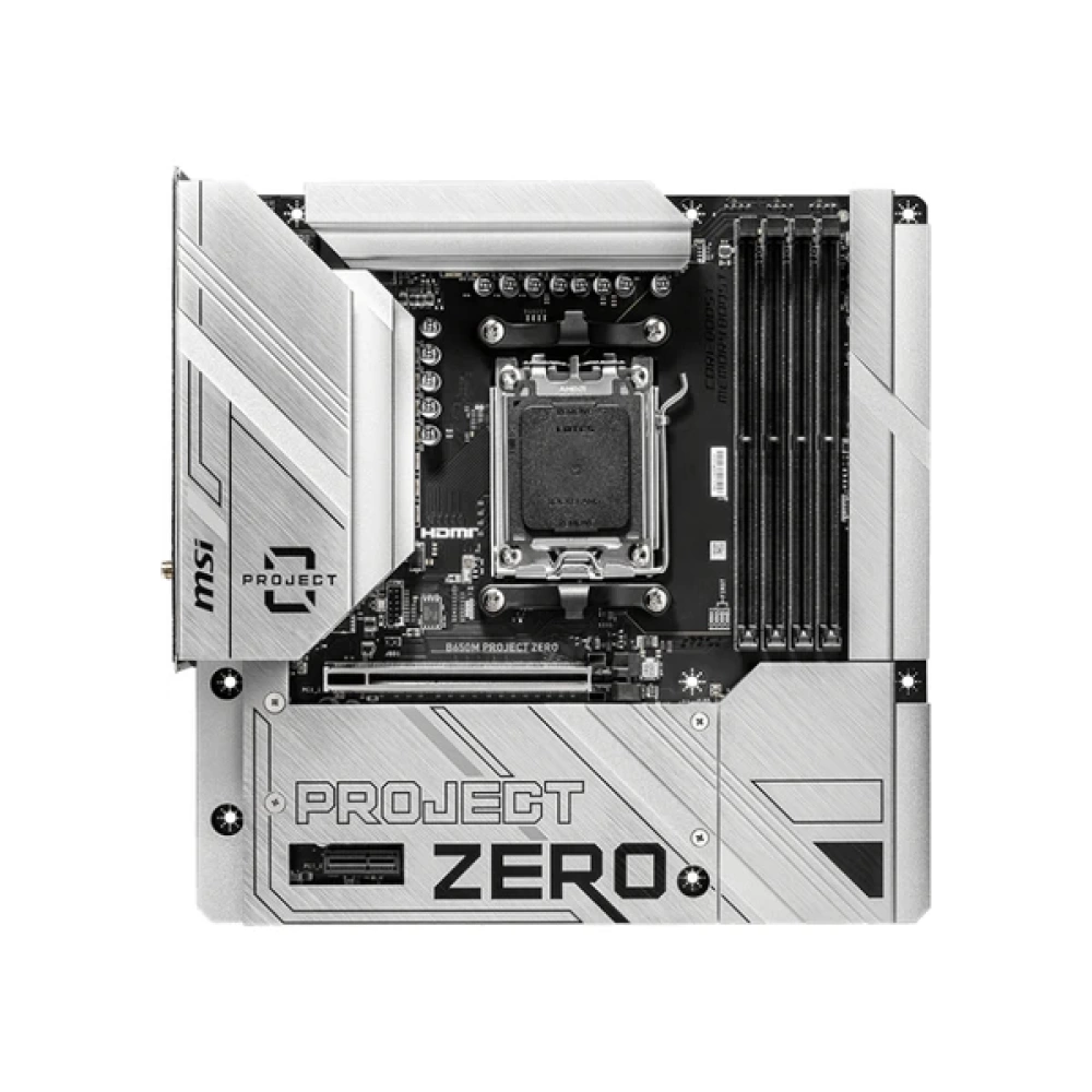 MSI MB B650M PROJECT ZERO AM5 DDR5 7600MHZ(OC) HDMI DP M.2 USB3.2 2.5G LAN WI-FI 6E mATX
