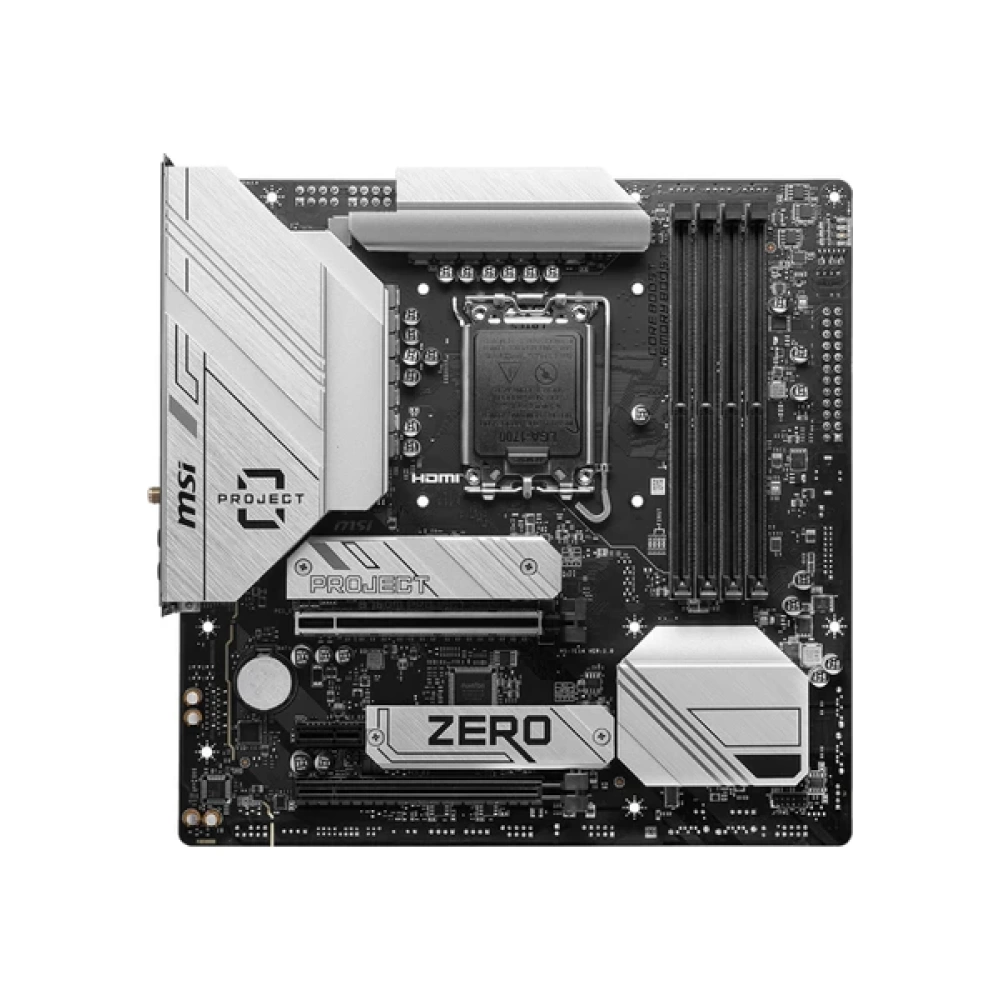 MSI MB B760M PROJECT ZERO SOKET 1700 DDR5 7800(OC) PCI-E ,M.2 USB3.2 HDMI,DP 1x 2.5G LAN WI-FI 6E Matx