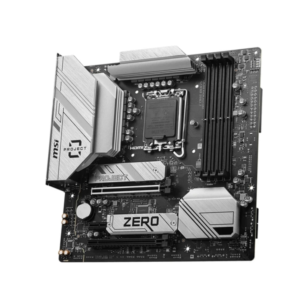 MSI MB B760M PROJECT ZERO SOKET 1700 DDR5 7800(OC) PCI-E ,M.2 USB3.2 HDMI,DP 1x 2.5G LAN WI-FI 6E Matx