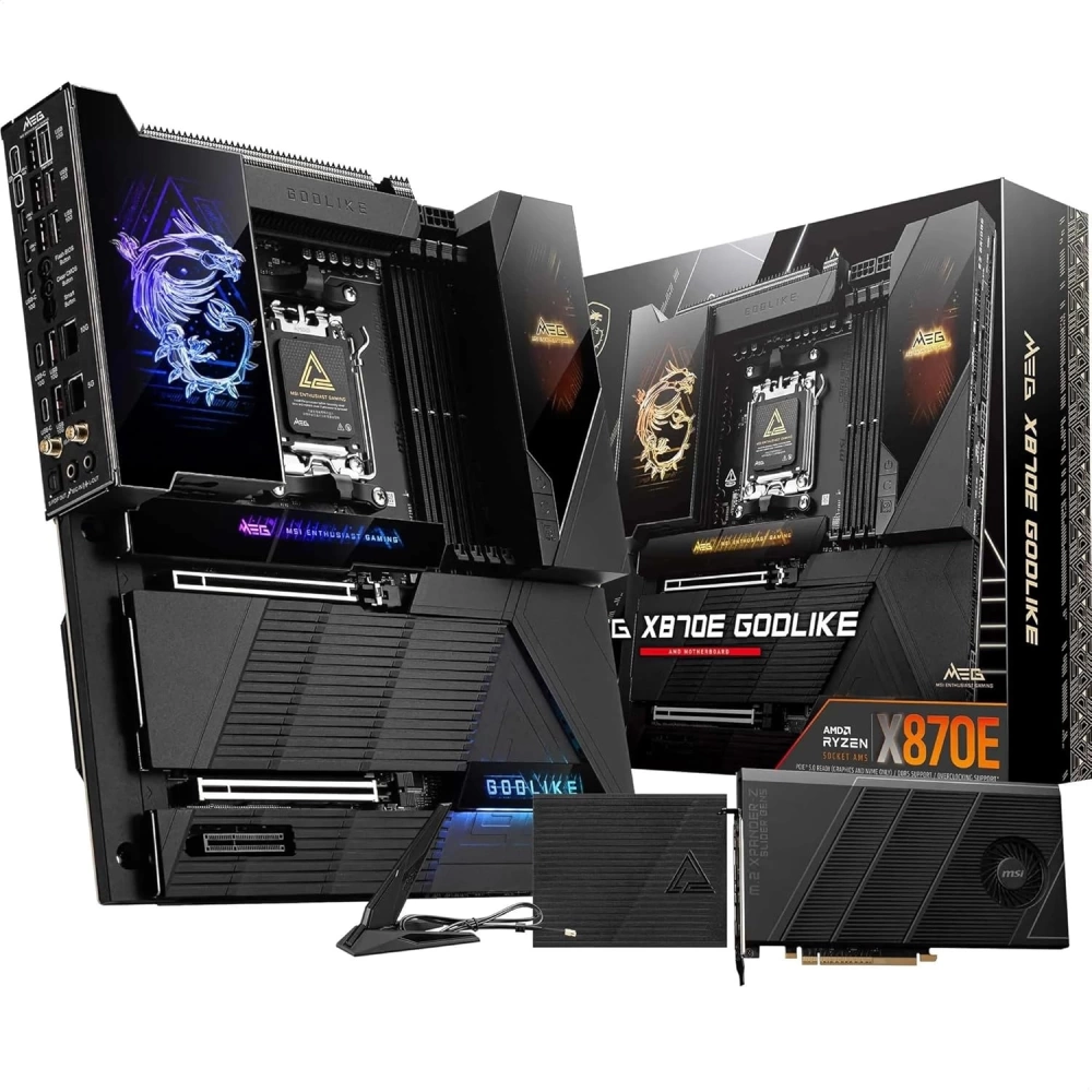 MSI MB MEG X870E GODLIKE AM5 DDR5 9000MHZ(OC) USB4 7x M.2 2x DP 1x10G, 1x 5G  LAN WIFI 7 RGB ATX
