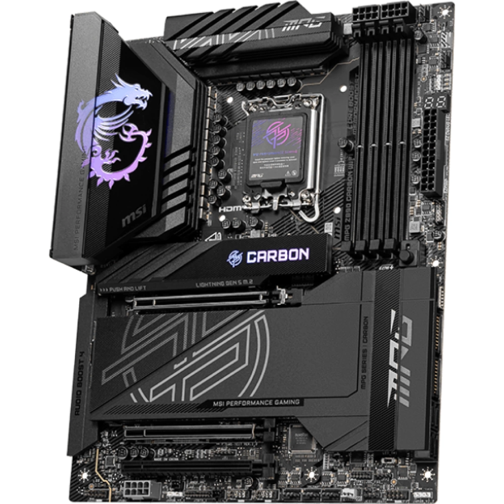 MSI MB MPG Z890 CARBON WIFI SOKET 1851 DDR5 9200MHZ(OC) USB 20Gbps 5xM.2 2xTB4 HDMI DISPLAY 1x5G 1x 2,5 LAN WIFI 7 ATX