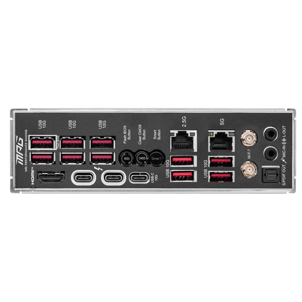 MSI MB MPG Z890 CARBON WIFI SOKET 1851 DDR5 9200MHZ(OC) USB 20Gbps 5xM.2 2xTB4 HDMI DISPLAY 1x5G 1x 2,5 LAN WIFI 7 ATX