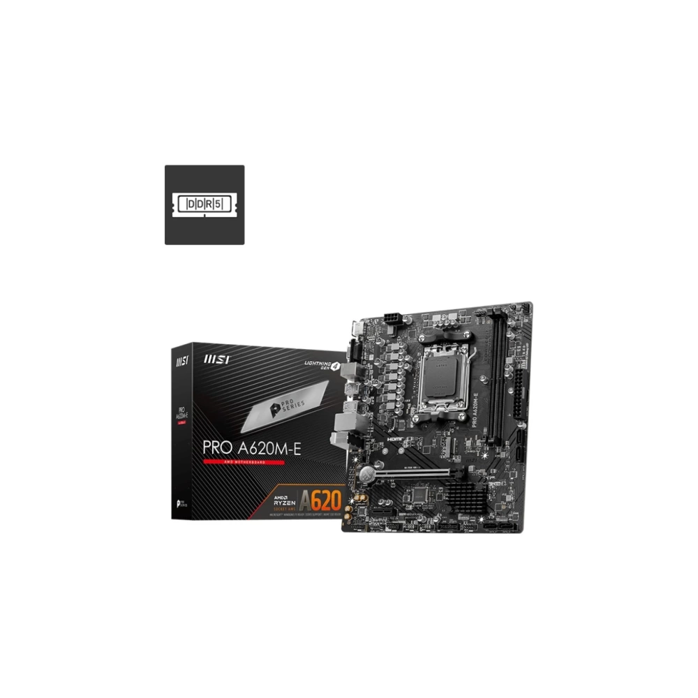 MSI MB PRO A620M-E AM5 DDR5 6000MHZ(OC) HDMI VGA 1X M.2 USB3.2 GIGABIT LAN MATX