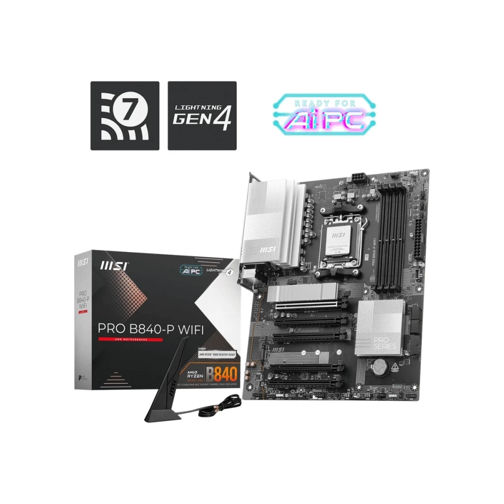 MSI MB PRO B840-P WIFI AM5 DDR5 8000MHZ(OC) HDMI 2x M.2 USB 10Gbs 2.5G LAN WI-FI 7 ATX