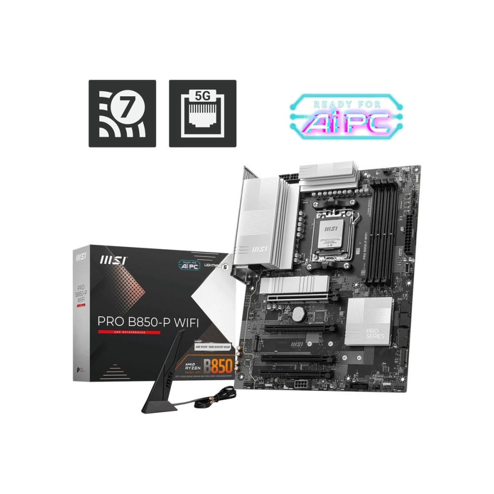 MSI MB PRO B850-P WIFI AM5 DDR5 8200MHZ(OC) HDMI 3x M.2 USB 10Gbs 5G LAN WI-FI 7 ATX