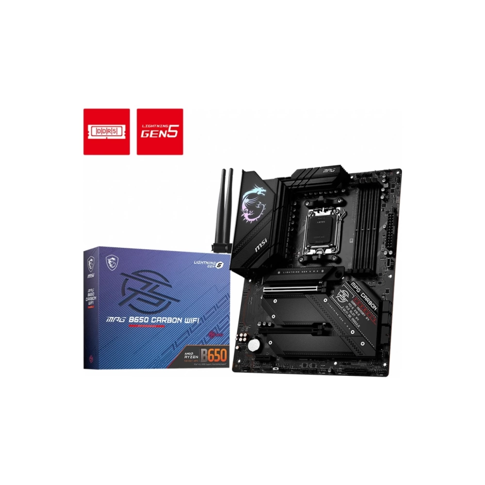 MSI MPG B650 CARBON WIFI AM5 DDR5 6600MHZ(OC) HDMI DP M.2 USB3.2 2.5G LAN WIFI 6E ATX