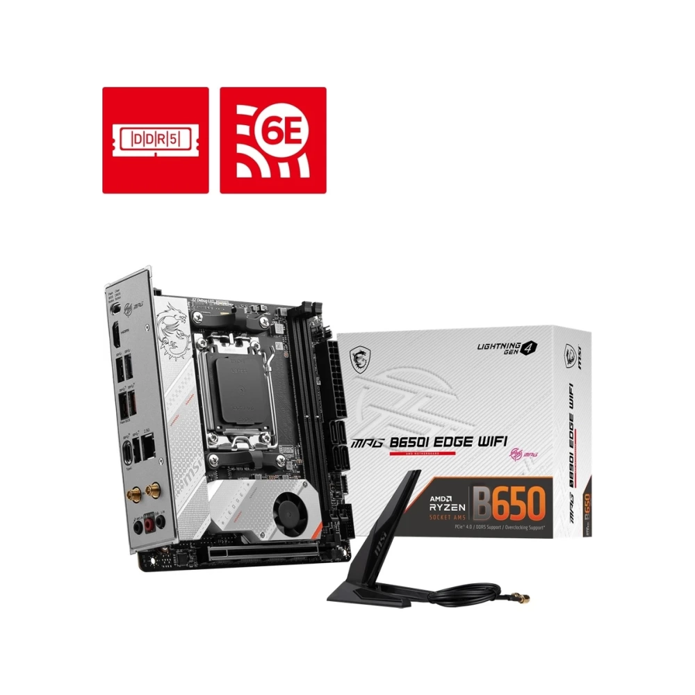 MSI MPG B650I EDGE WIFI AM5 DDR5 7200MHZ(OC) HDMI M.2 USB3.2 2.5G LAN WIFI 6E MİNİ-ITX