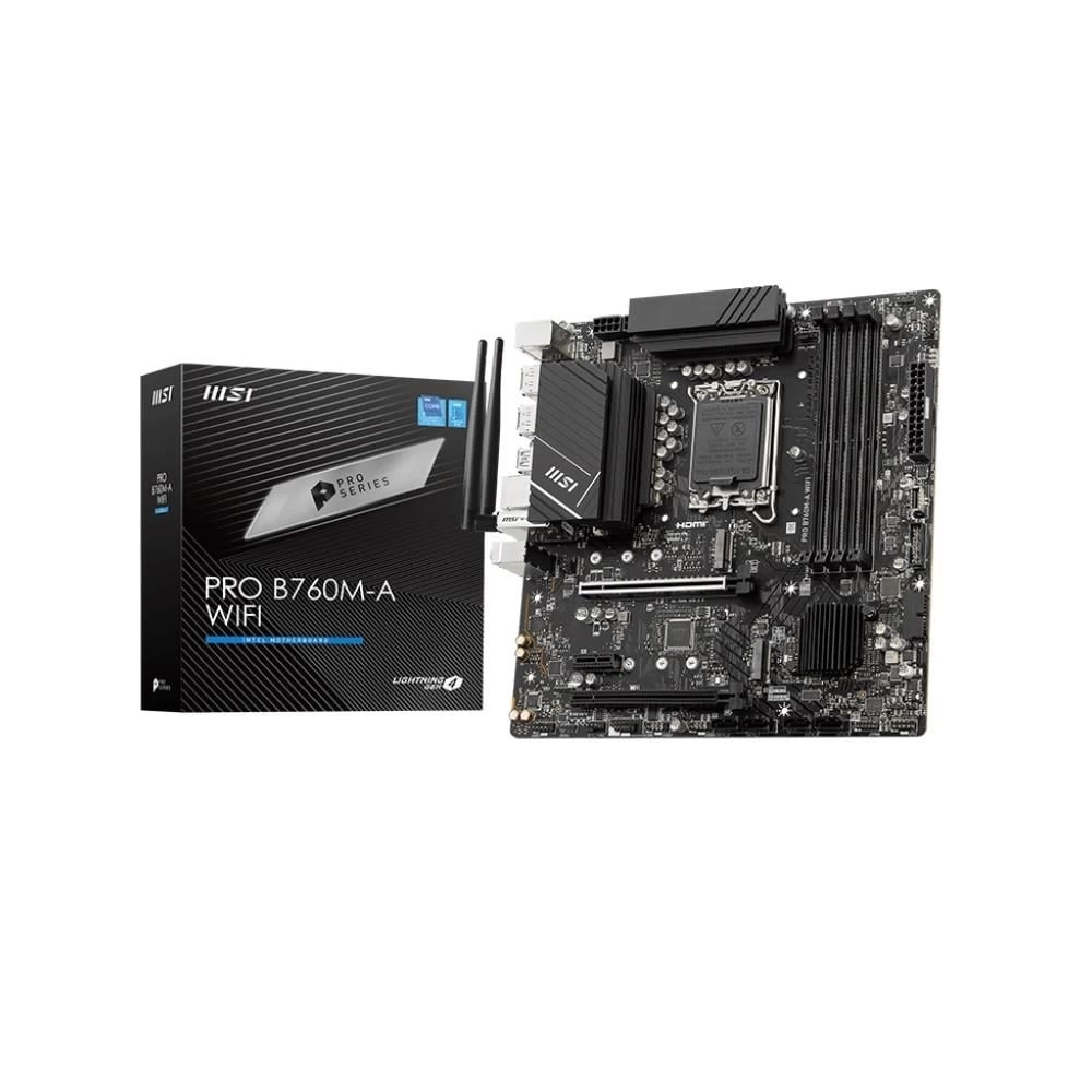 MSI PRO B760M-A WIFI SOKET 1700 DDR5 6800(OC) PCI-E M.2 USB3.2 HDMIDP 1X 2.5G LAN WI-FI 6E MATX