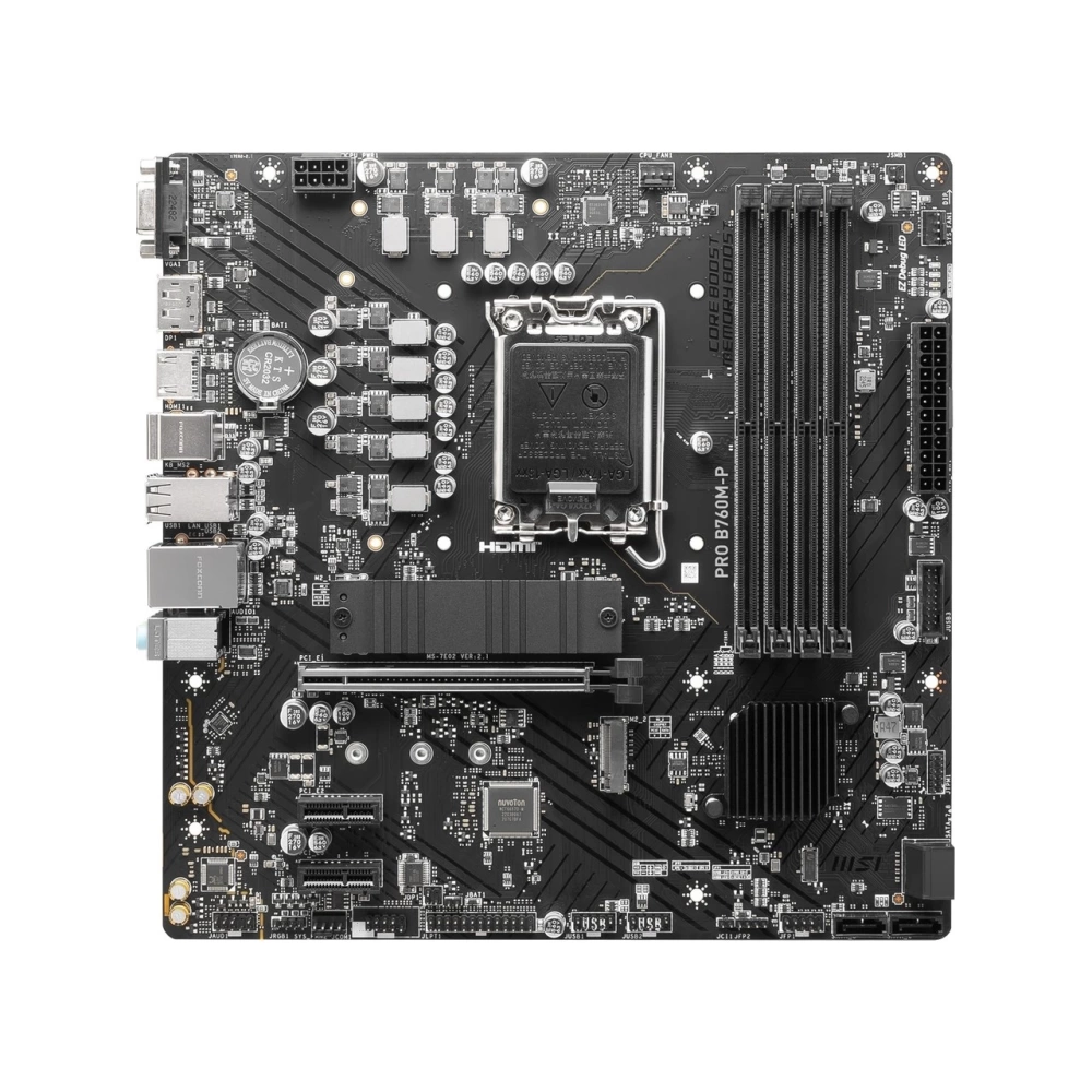 MSI PRO B760M-P SOKET 1700 DDR5 6800(OC) PCI-E ,M.2 USB3.2 HDMI,DP,VGA 1x 1G LAN mATX Anakart