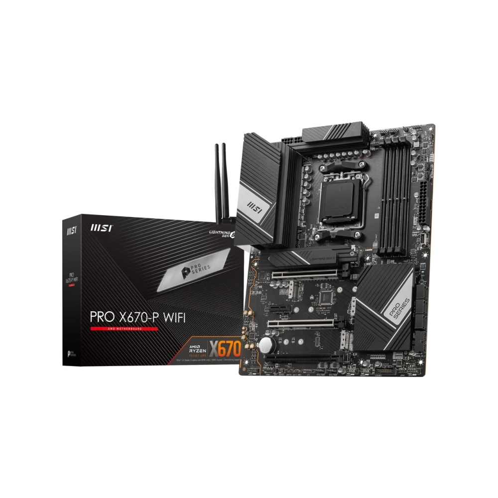 MSI PRO X670-P WIFI AM5 DDR5 6600MHZ(OC) 4X M.2 USB 3.2 HDMI DP 2.5G LAN AMD WIFI 6E RGB ATX