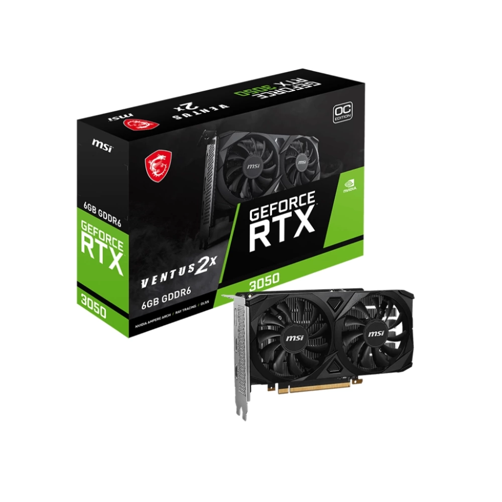 MSI VGA GEFORCE RTX 3050 VENTUS 2X 6G OC RTX3050 6GB GDDR6 96B DX12 PCIE 4.0 X8 (1XDP 2XHDMI)