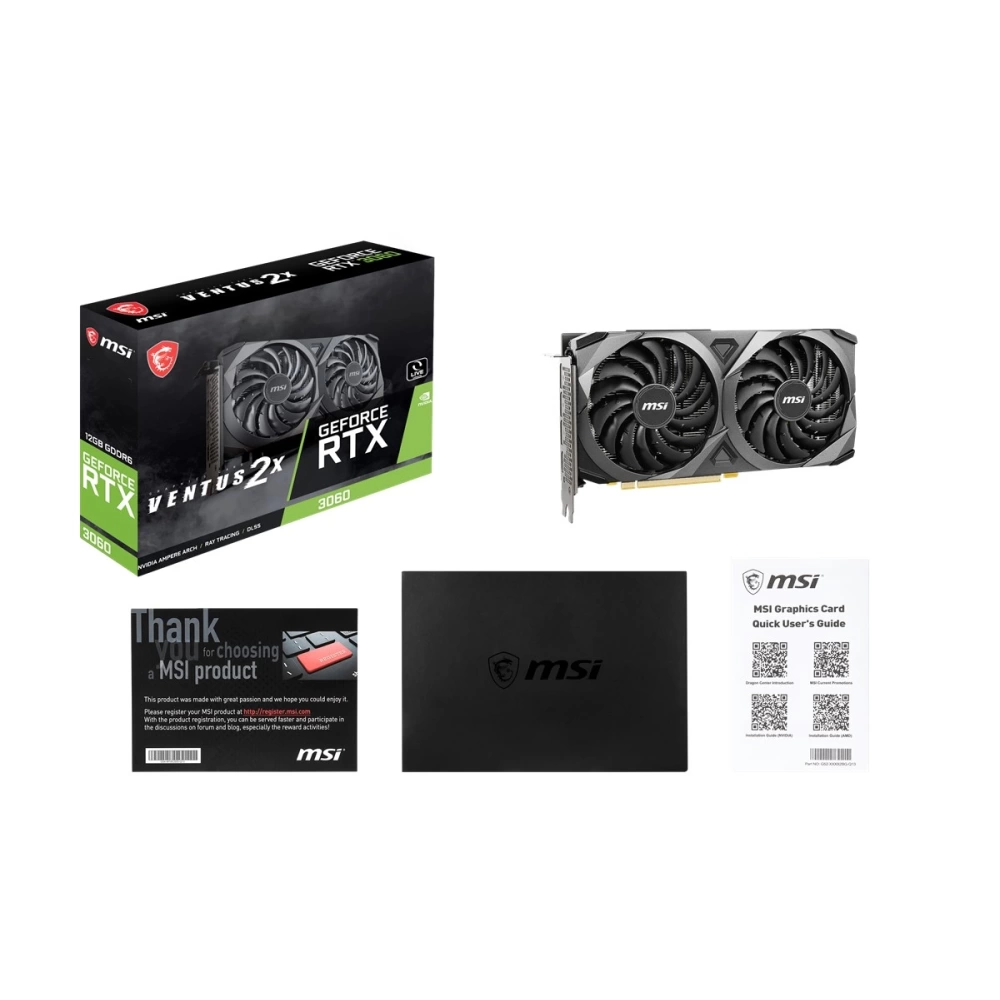 MSI VGA GEFORCE RTX 3060 VENTUS 2X 12G RTX3060 12GB GDDR6 192B DX12 PCIE 4.0 X16 (3XDP 1XHDMI)