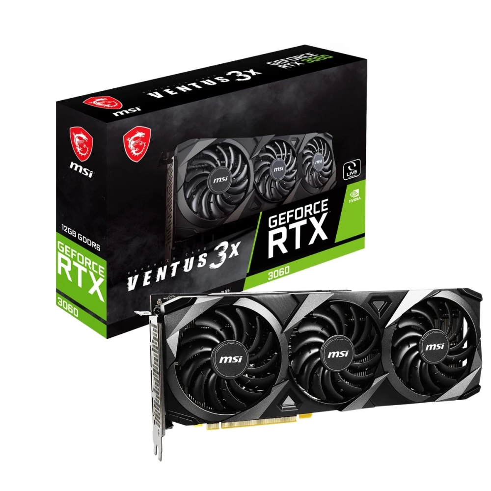 MSI VGA GEFORCE RTX 3060 VENTUS 3X 12G RTX3060 12GB GDDR6 192B DX12 PCIE 4.0 X16 (3XDP 1XHDMI)