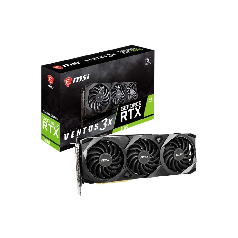 Msı Vga Geforce Rtx 3090 Ventus 3X 24G Oc Rtx3090 24Gb Gddr6X 384B Dx12 Pcıe 4.0 X16 (3Xdp 1Xhdmı)