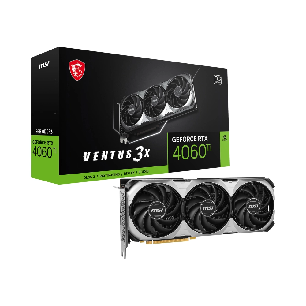 MSI VGA GEFORCE RTX 4060 TI VENTUS 3X 8G OC RTX4060TI 8GB GDDR6 128B DX12 PCIE 4.0 X16 (3XDP 1XHDMI)