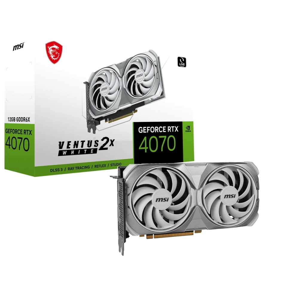 MSI VGA GEFORCE RTX 4070 VENTUS 2X WHITE 12G OC RTX4070 12GB GDDR6X 192B DX12 PCIE 4.0 X16 (3XDP 1XHDMI)