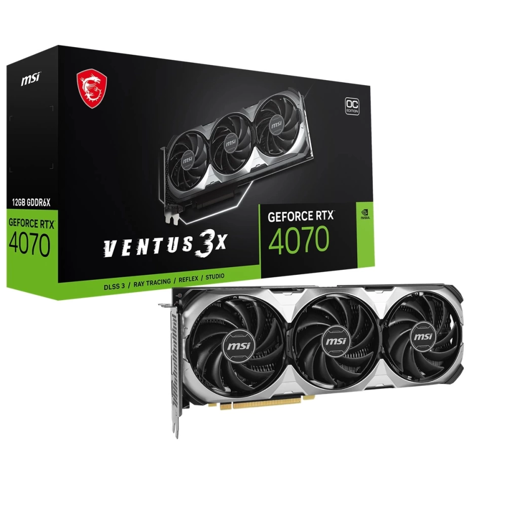 MSI VGA GEFORCE RTX 4070 VENTUS 3X E1 12G OC RTX4070 12GB GDDR6 192B DX12 PCIE 4.0 X16 (3XDP 1XHDMI)