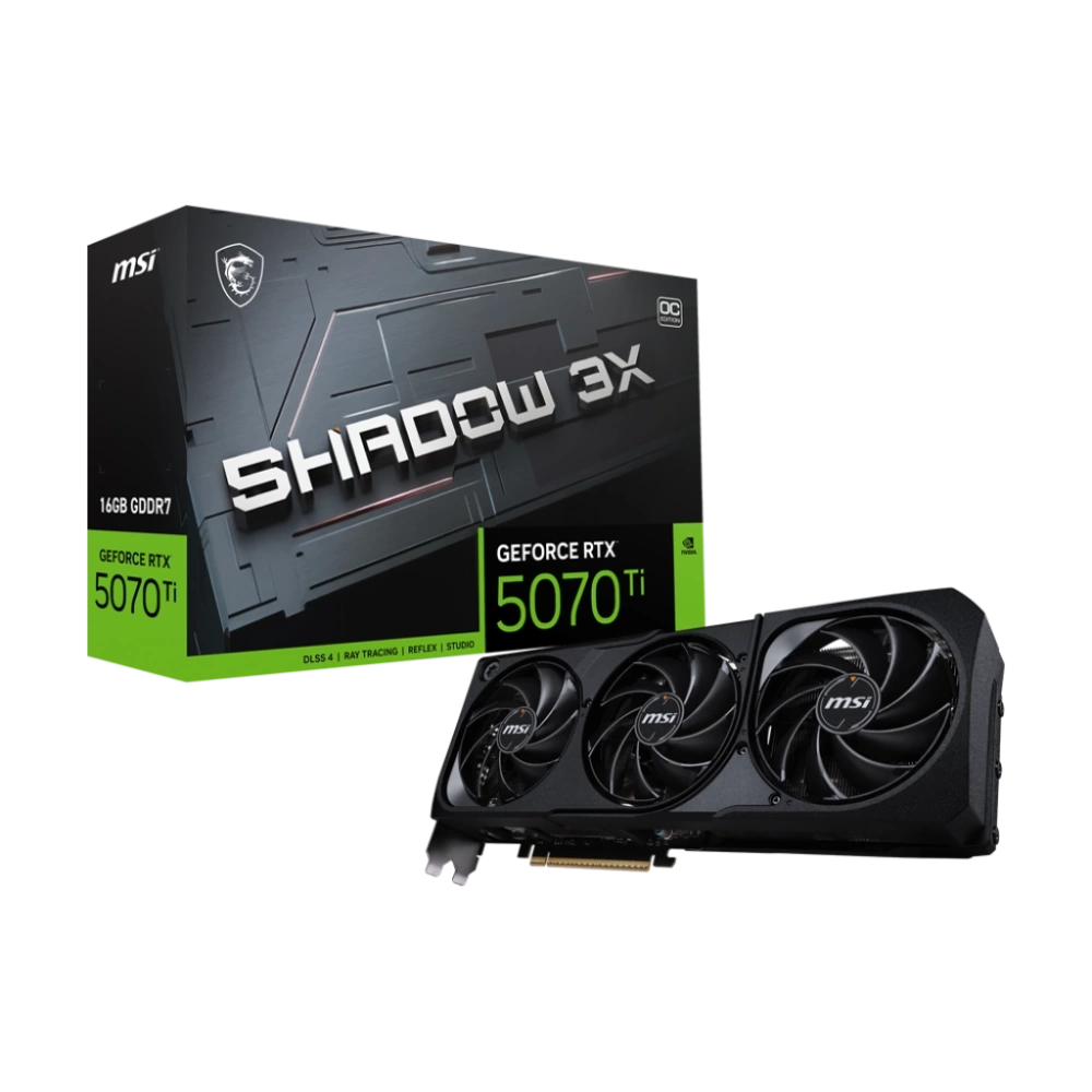 Msı Vga Geforce Rtx 5070 Tı 16G Shadow 3X Oc Rtx5070Tı 16Gb Gdrr7 256 B Dx12 Pcıe 5.0 X16 (3Xdp 1Xhdmı)
