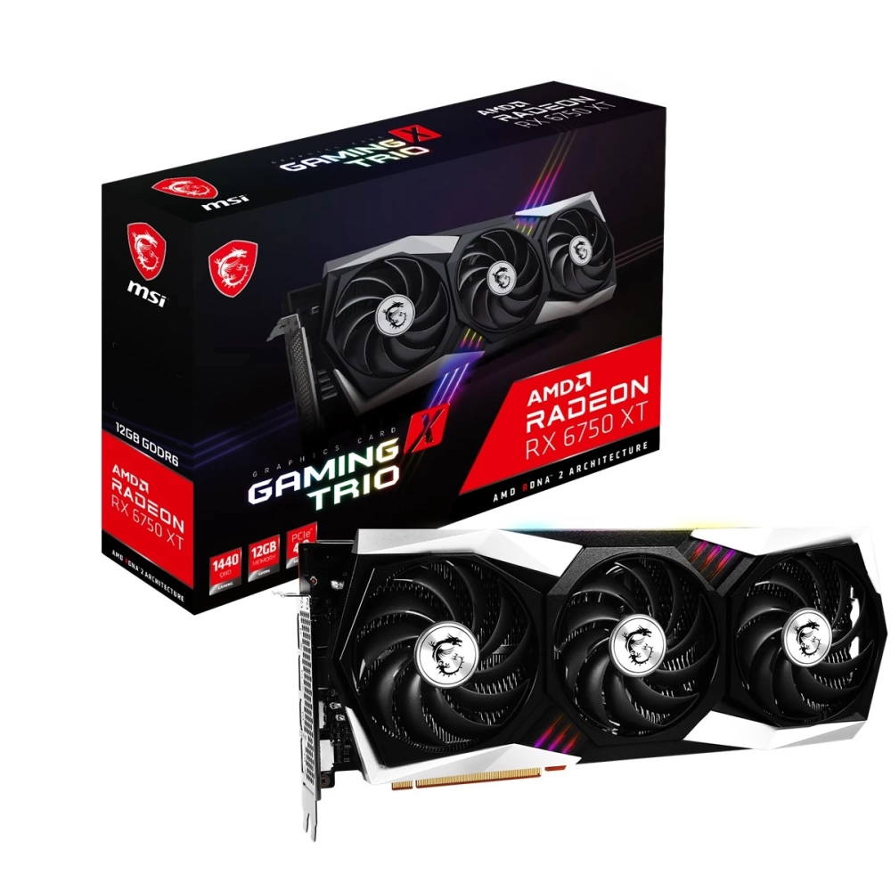 MSI VGA RADEON RX 6750 XT GAMING TRIO 12G RX6750XT 12GB GDDR6 192B PCIE 4.0 X16 (3XDP 1XHDMI)