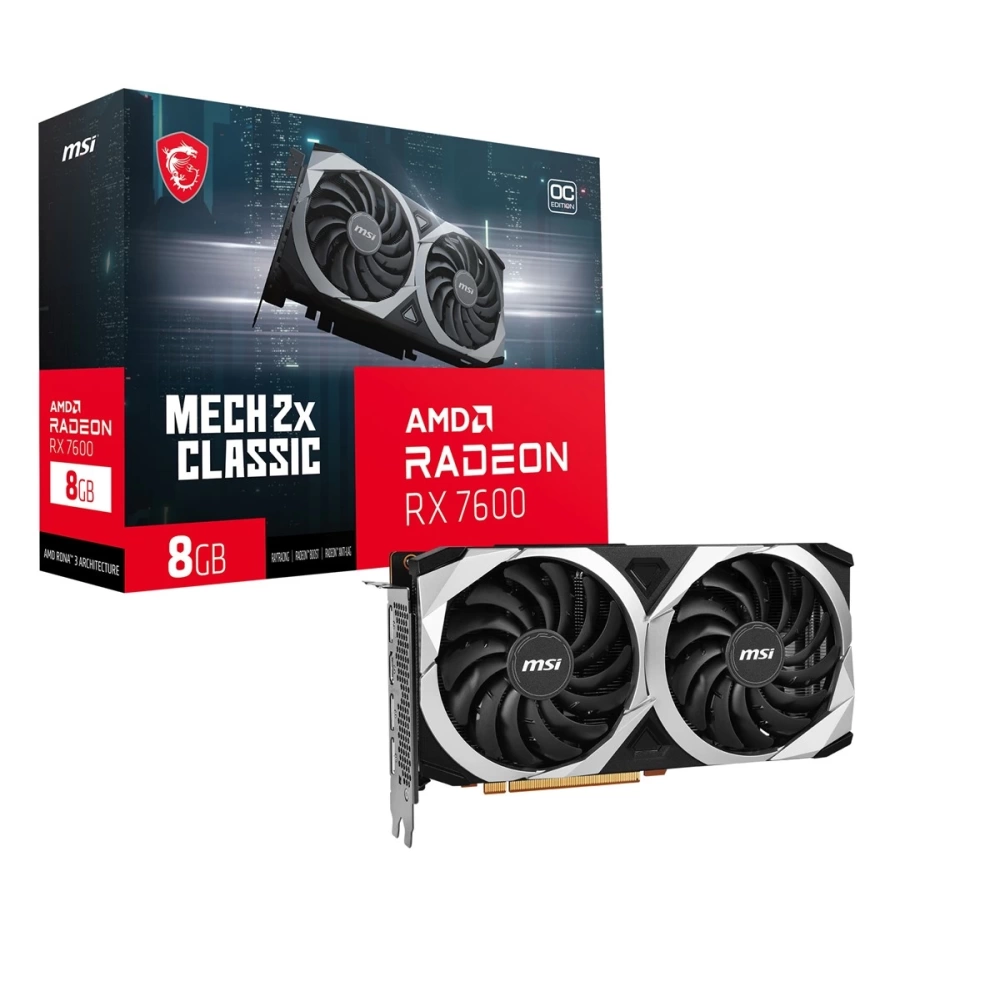 MSI VGA RADEON RX 7600 MECH 2X CLASSIC 8G OC RX7600 8GB GDDR6 128B PCIE 4.0 X8 (3XDP 1XHDMI)
