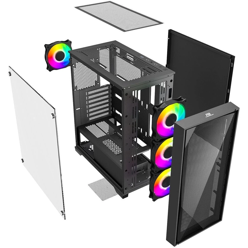 POWERBOOST PB-P711B USB 3.0 MESH ARGB FANLI GAMİNG KASA