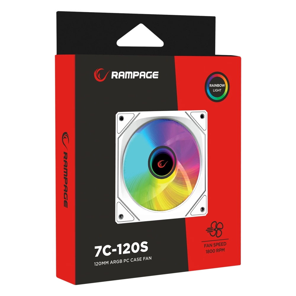 RAMPAGE 7C-120B 120*120*25MM DOUBLE RİNG AYNALI ARGB BEYAZ KASA FANI
