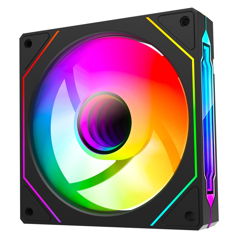 RAMPAGE 7C-120S 120*120*25MM DOUBLE RİNG AYNALI ARGB SİYAH KASA FANI