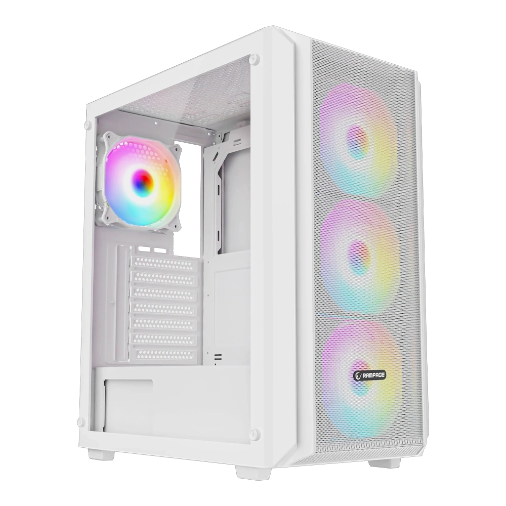 Rampage Beta Mesh 650W 80 Plus Standart 4*12Cm Argb Fan Temperli Camlı Mid-T Beyaz Oyuncu Kasası