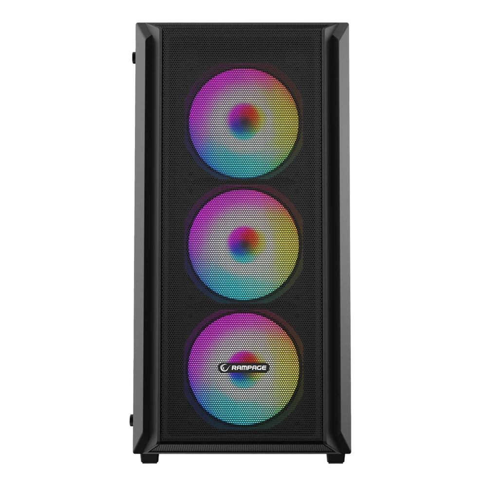 RAMPAGE BETA MESH 650W 80 PLUS STANDART 4*12CM ARGB FAN TEMPERLİ CAMLI MİD-T SİYAH OYUNCU KASASI