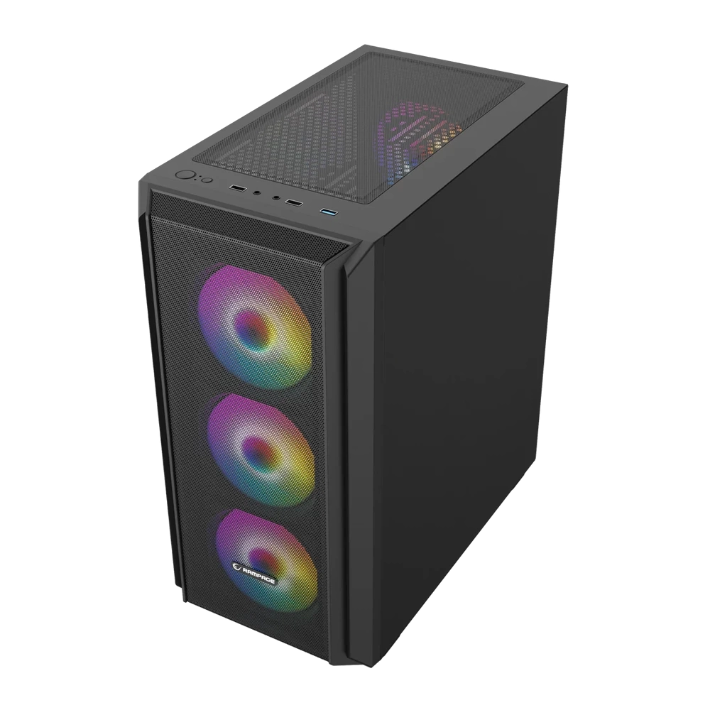 RAMPAGE BETA MESH 650W 80 PLUS STANDART 4*12CM ARGB FAN TEMPERLİ CAMLI MİD-T SİYAH OYUNCU KASASI