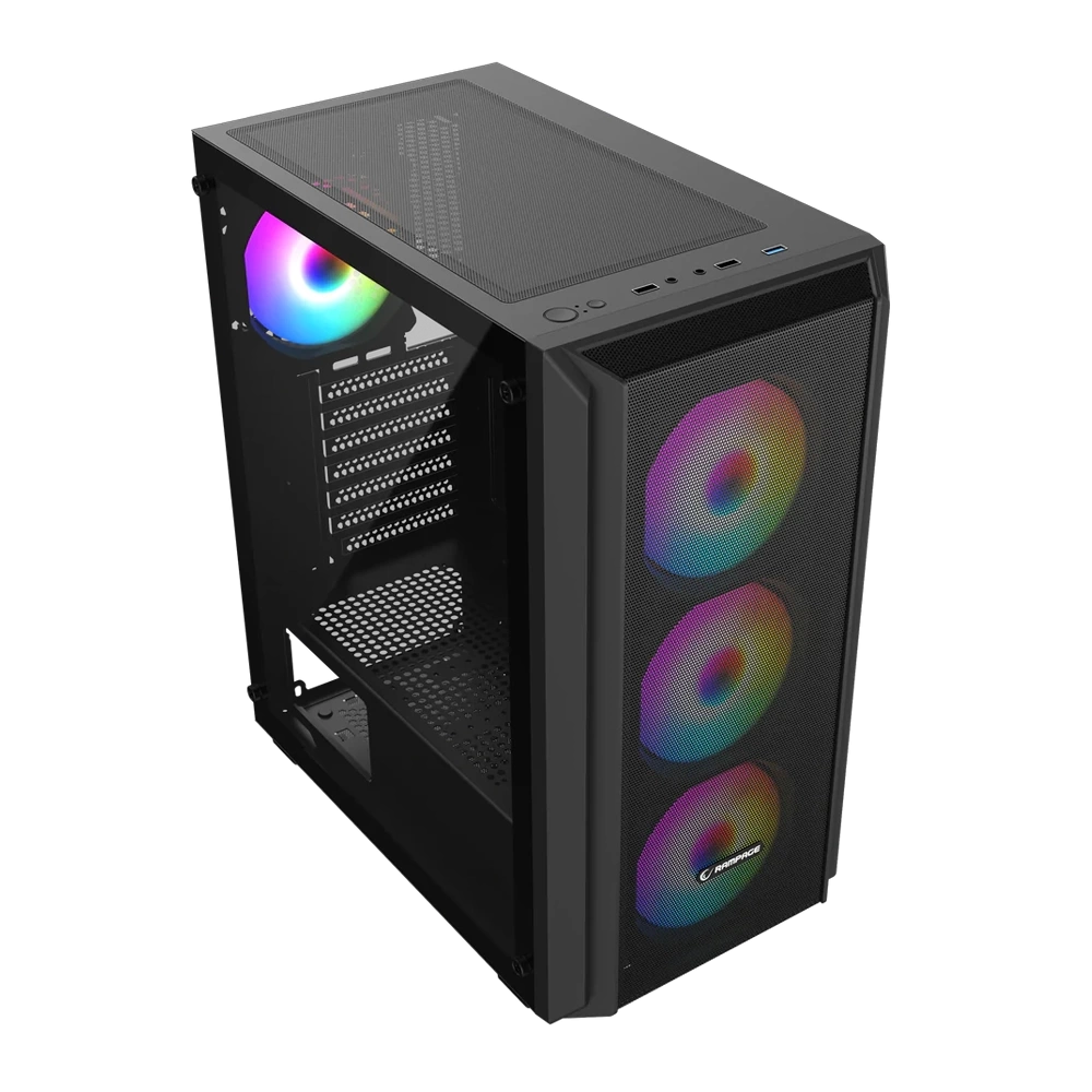 RAMPAGE BETA MESH 650W 80 PLUS STANDART 4*12CM ARGB FAN TEMPERLİ CAMLI MİD-T SİYAH OYUNCU KASASI