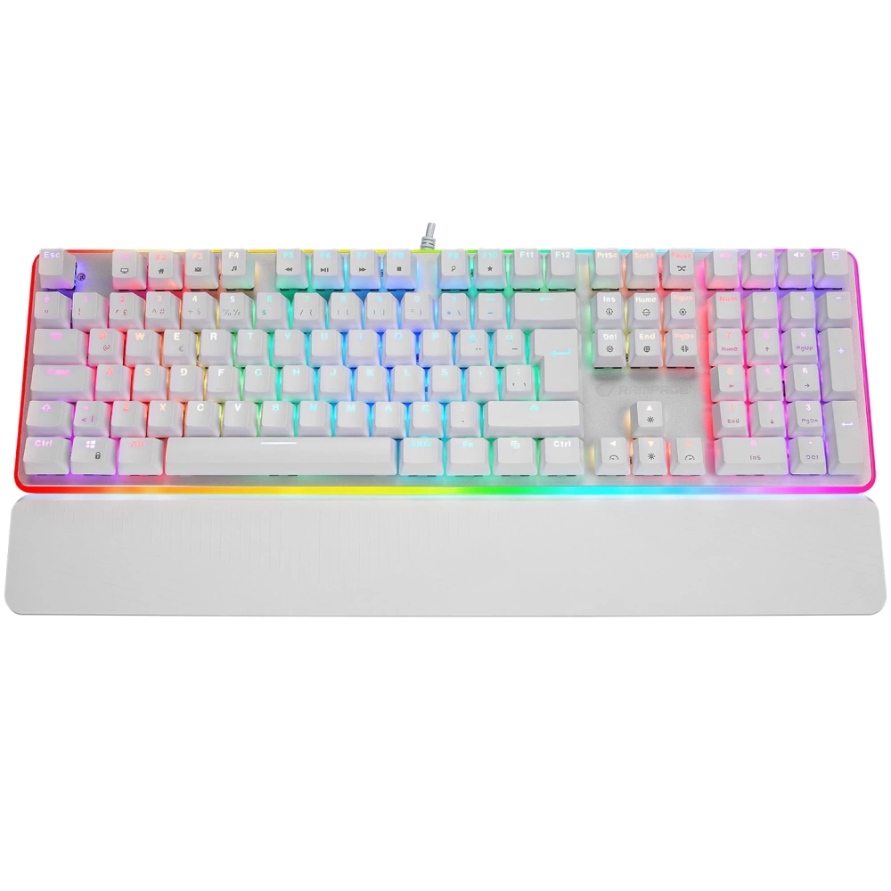 RAMPAGE KB-R96 ULTIMATE BEYAZ OPTİCAL SWİTCH FULL RGB VE METAL GÖVDELİ SU GEÇİRMEZ GAMİNG OYUNCU MEKANİK KLAVYE