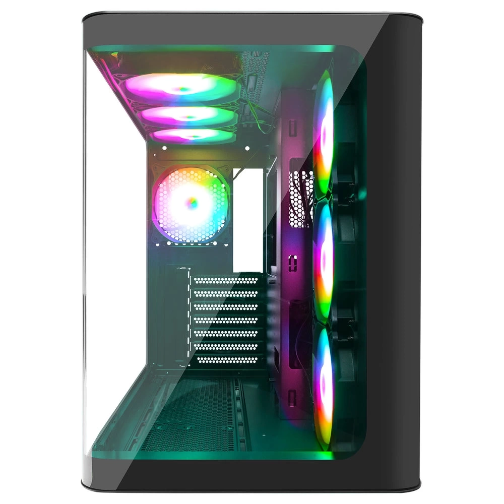 RAMPAGE LOOPY PLUS SİYAH 7*12CM ARGB FAN 950W 80 PLUS STANDART TEMPERLİ CAM KUMANDALI ATX MİD-T GAMİNG OYUNCU KASASI