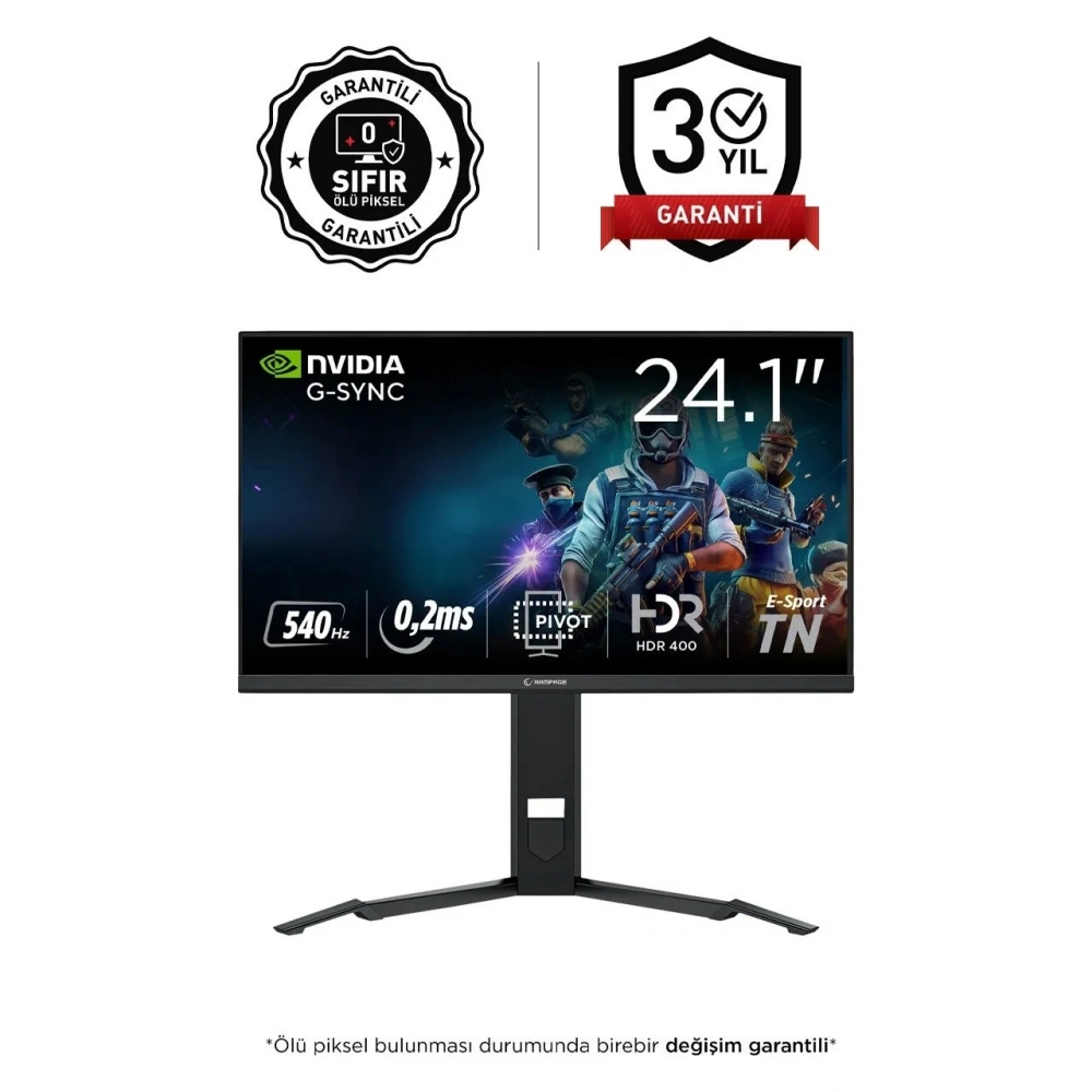 RAMPAGE ZENITH ZN24TN540 24.1 TN 0,2MS 540HZ ADAPTİVE SYNC HDR400 PC FLAT OYUNCU MONİTÖRÜ