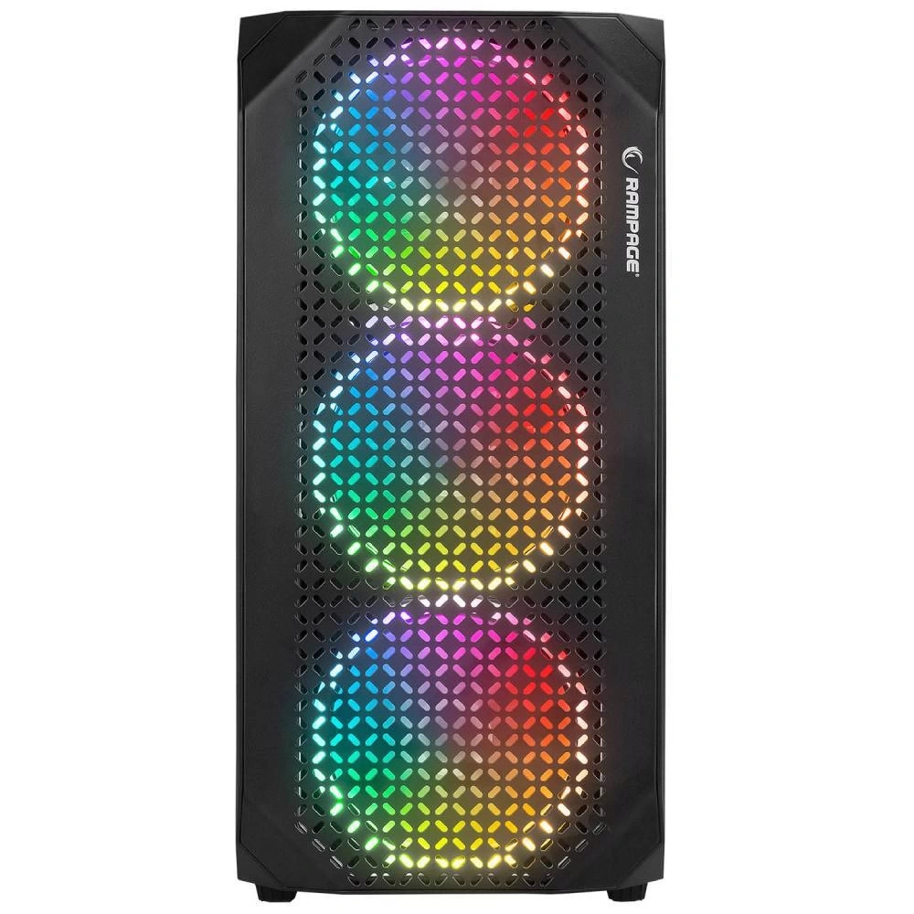RAMPAGE ZUKO 600W 80+ BRONZE SİYAH 4*14CM RAİNBOW TEMPERLİ CAMLI ATX MİD-T GAMİNG OYUNCU KASASI