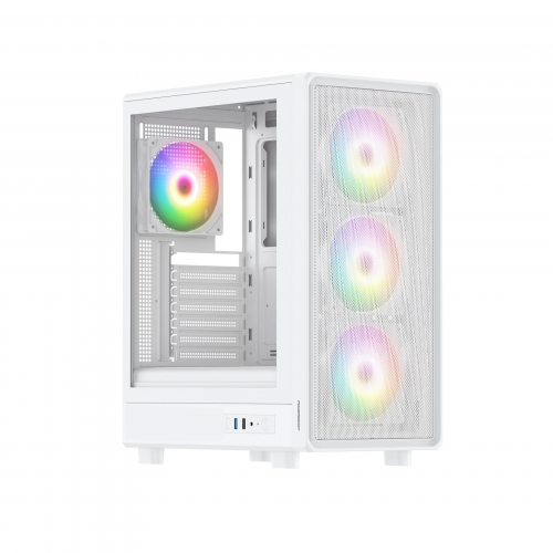 PowerBoost PB-A5065W-650W 80+ Bronze 4xARGB Fan Mesh USB 3.0 Mid-Tower ATX Beyaz Kasa