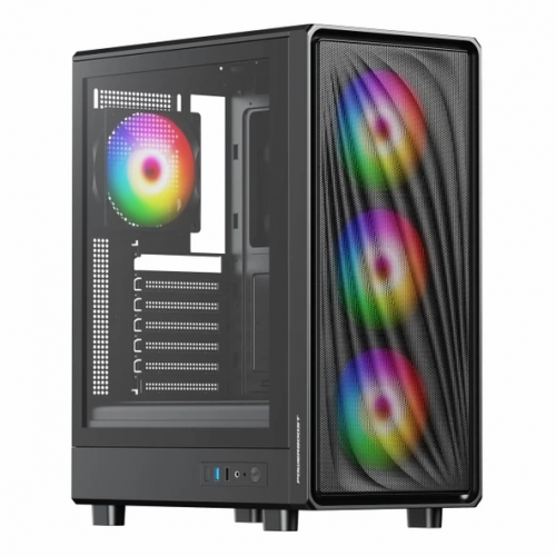 PowerBoost PB-A5065B-650W 80+ Bronze 4xARGB Fan Mesh USB 3.0 Mid-Tower ATX Siyah Kasa